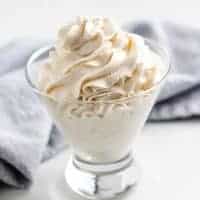 The maple whipped cream in a glass.