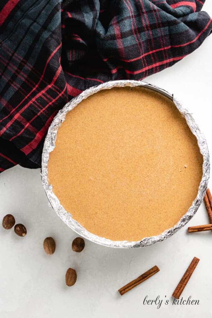 The filling transferred to the spring-form pan.