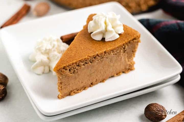 The pumpkin cheesecake served with whipped cream.