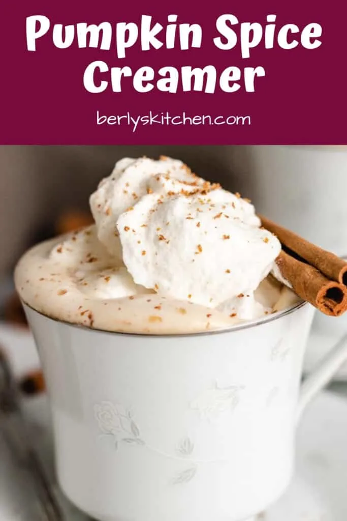 Pumpkin spiced coffee topped with whipped cream.