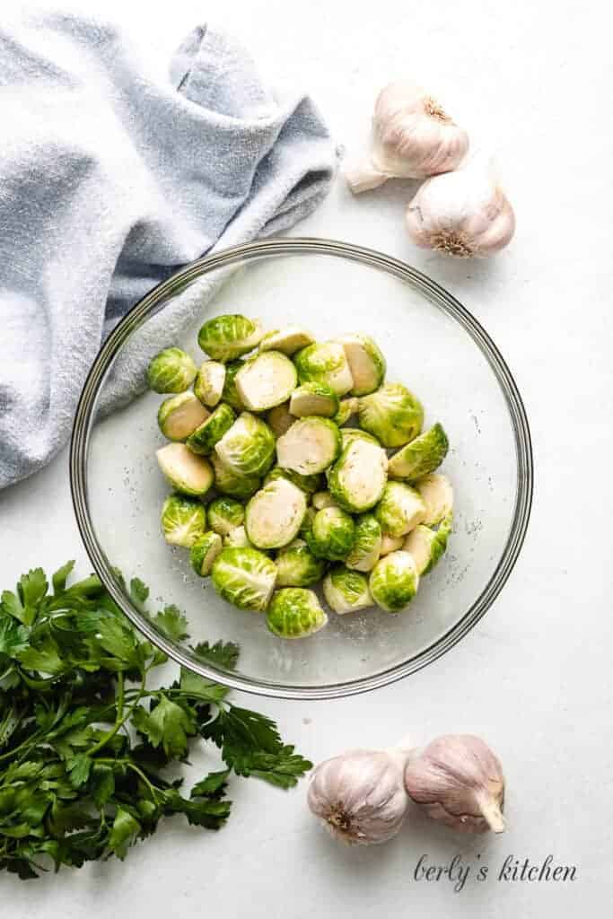 The prepped vegetable in a large mixing bowl.