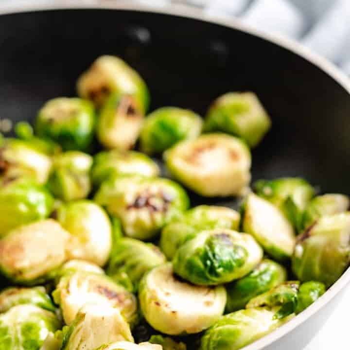 A close-up view of the vegetable in the pan.