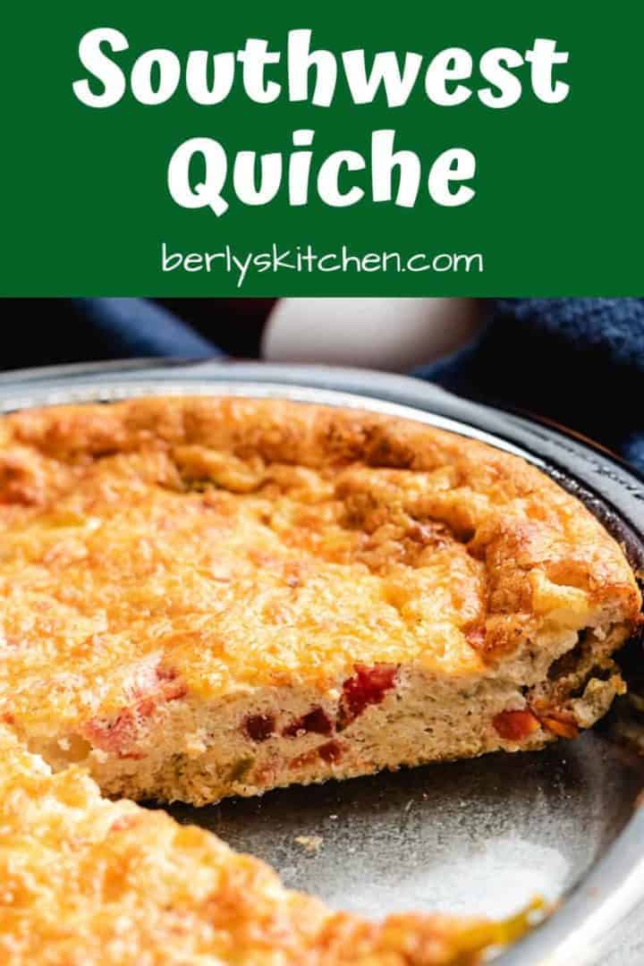 The finished crust less Southwest quiche in a pan.