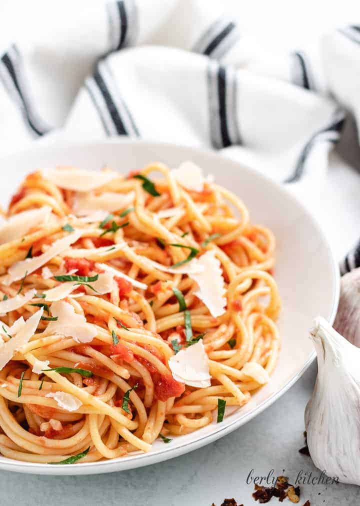 An up-close view of the finished pasta.