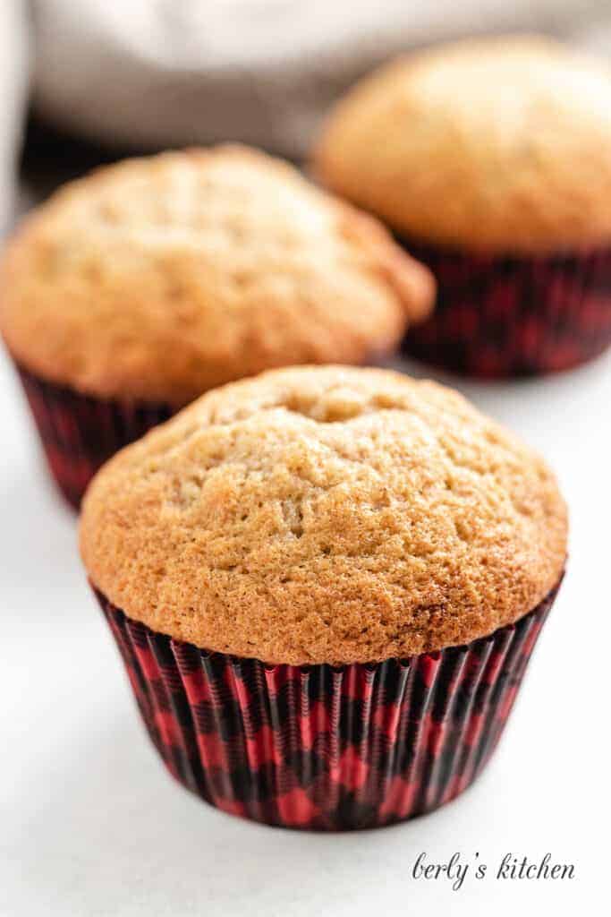 A close-up view of the baked muffins.