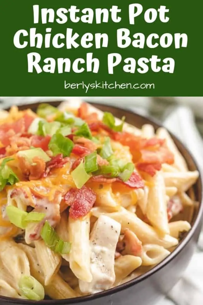 Pasta with chicken, bacon, and cheese.