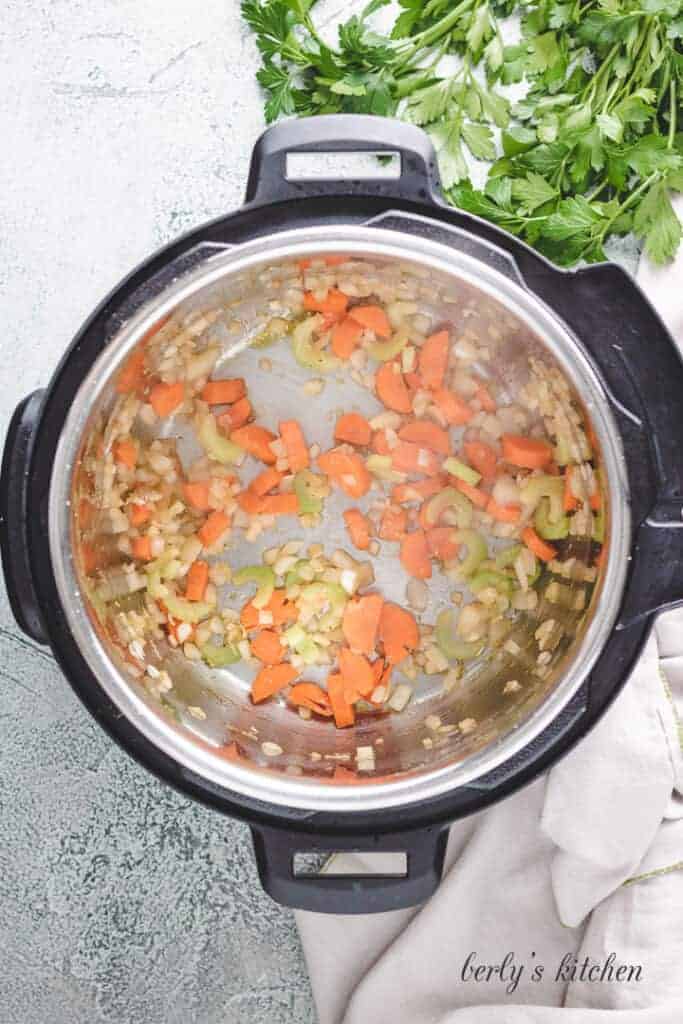 Sauteed veggies in the instant pot.