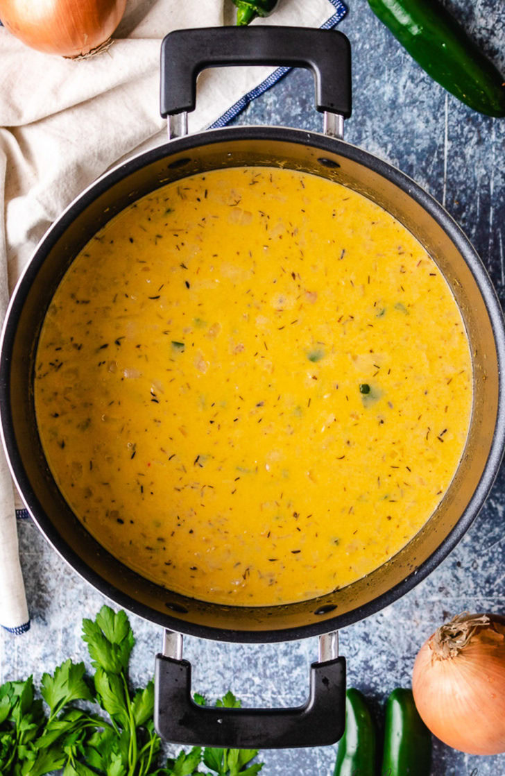 Creamy JalapeÑO Beer Cheese Soup Cheddar and pepper jack cheese stirred into the soup.