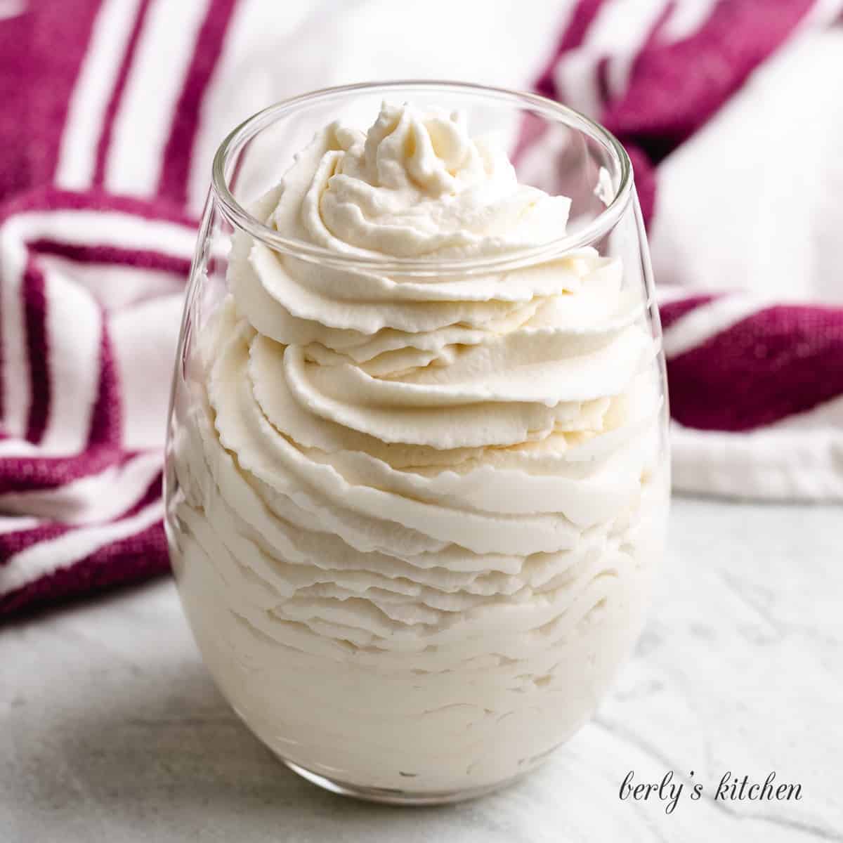 The bourbon whipped cream in a glass.