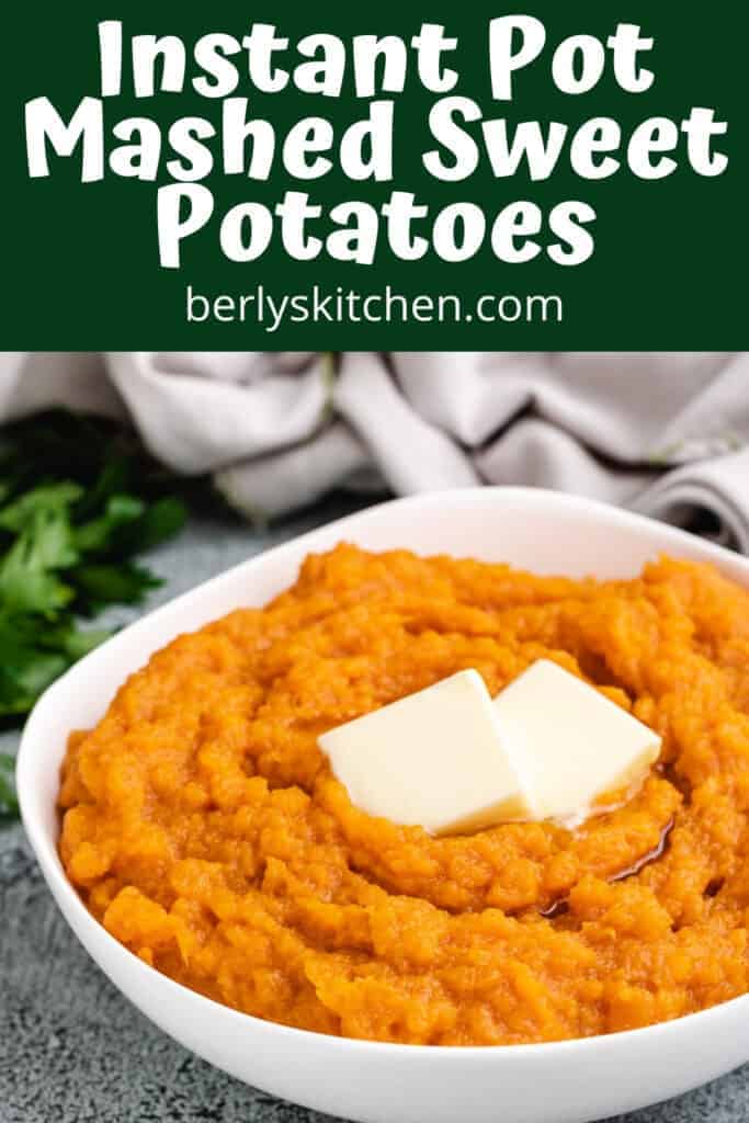 Pressure cooker mashed sweet potatoes in a bowl.