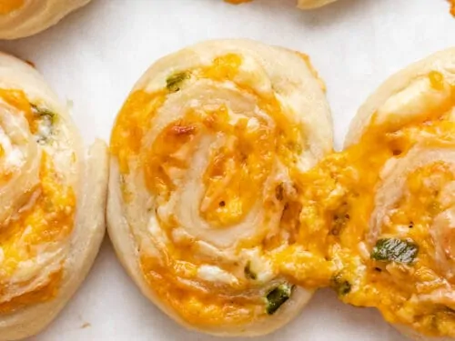 A top-down view of the cheesy jalapeno popper rolls.