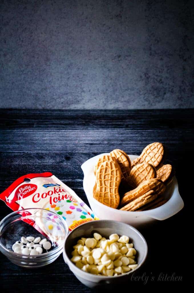 A photo showing white chocolate and other ingredients.