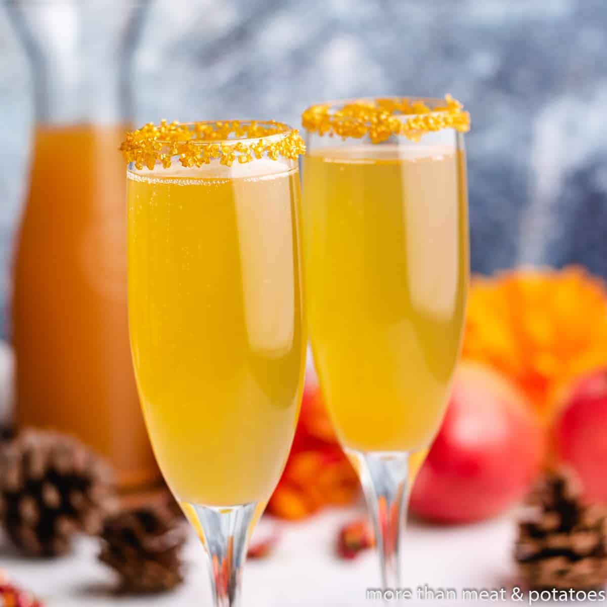 Caramel Apple Cider Mimosas - Easy Fall Brunch Cocktail! - Goodie Godmother