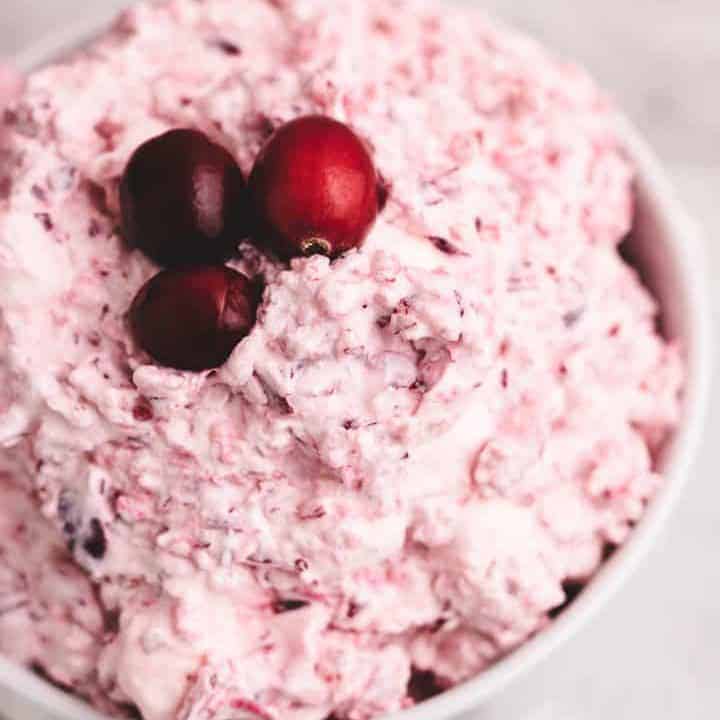 An up-close photo of the finished fluff in a bowl.