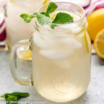 Ginger infused water in glass mugs.