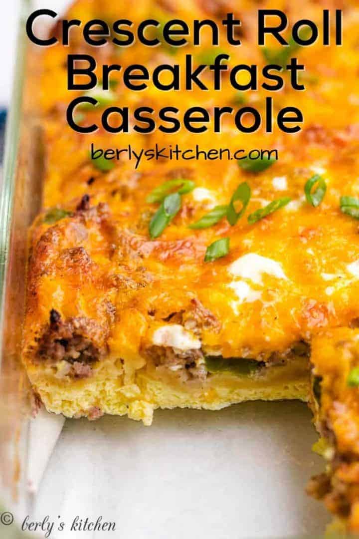 A serving of the crescent roll breakfast roll removed from the pan.