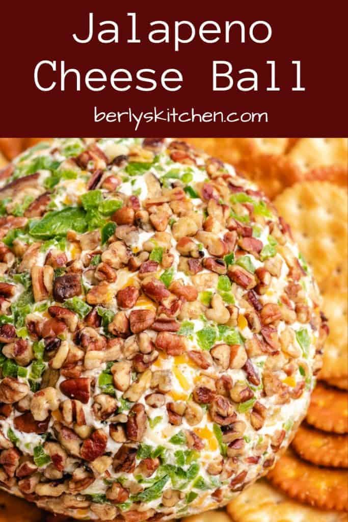 A close-up view of the jalapeno cheese ball.