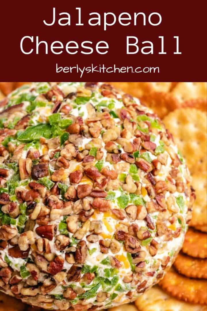 A close-up view of the jalapeno cheese ball.