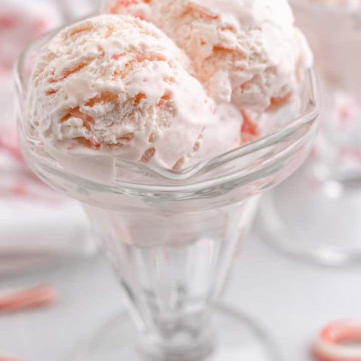 Peppermint Ice Cream The no-churn peppermint ice cream in tulip glasses.