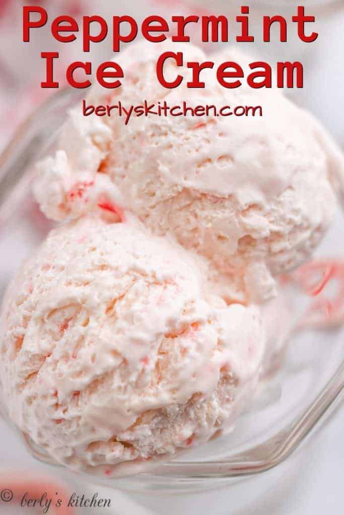 A close-up view of the peppermint ice cream.