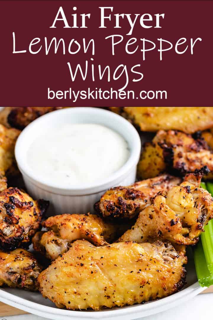 Chicken wings with ranch dressing.