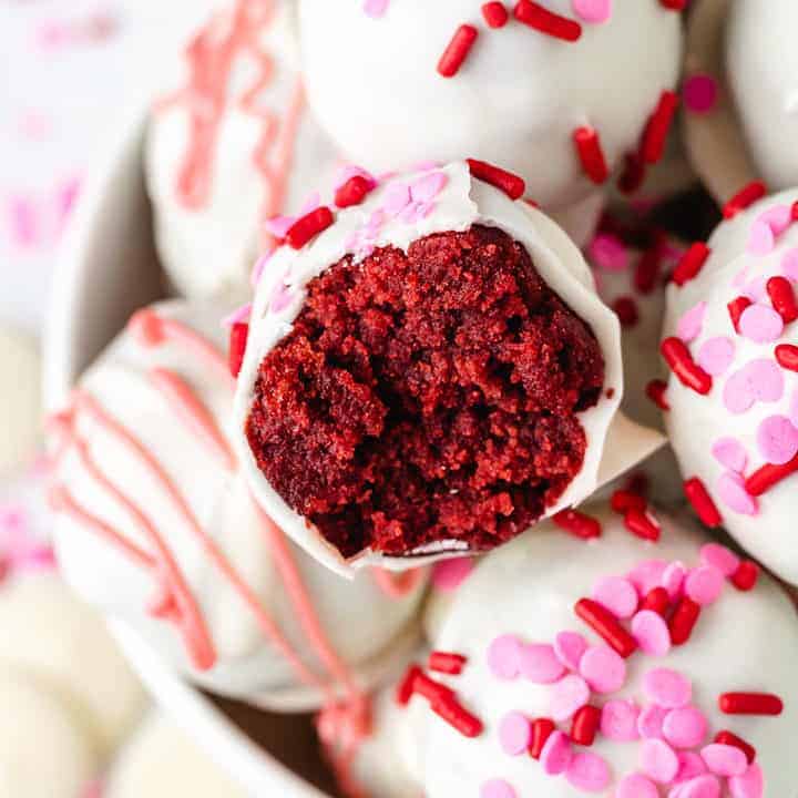 Bowl of Valentine's Day truffles.