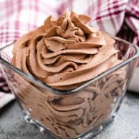 Chocolate whipped topping in a serving container.