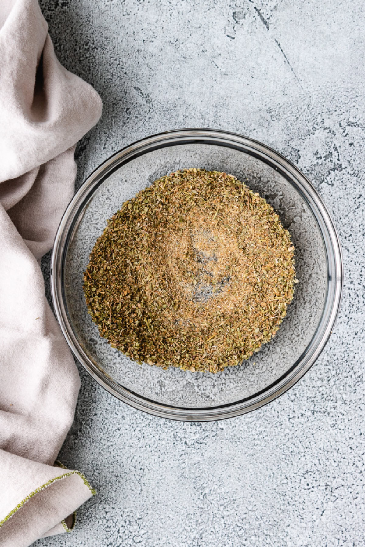 Top down view of seasonings for steak.