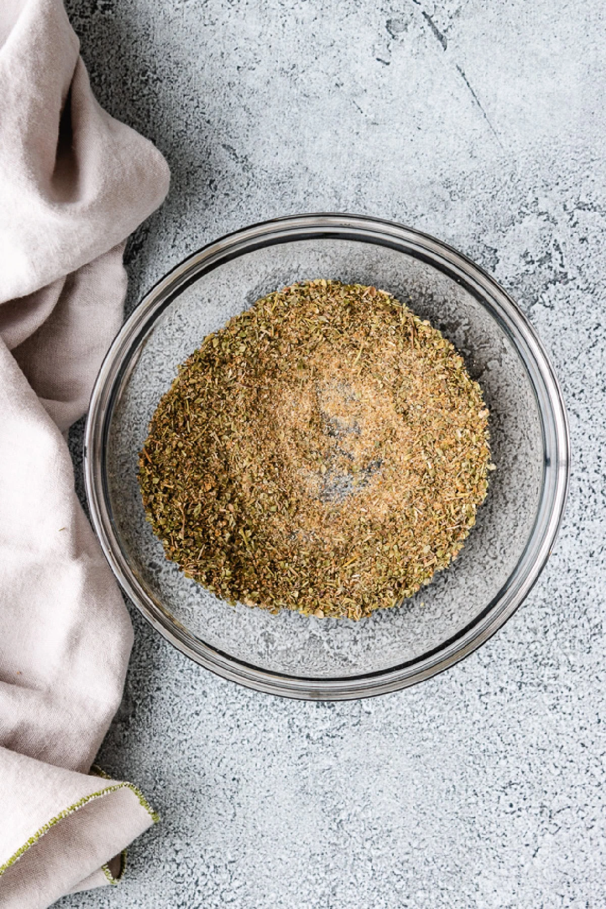 Top down view of seasonings for steak.