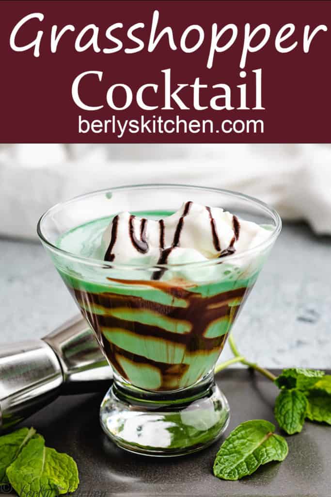 Crème de menthe cocktail topped with homemade whipped cream.