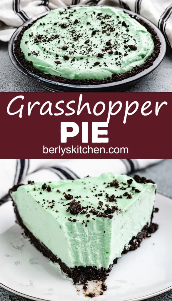 Bite taken out of a slice of Grasshopper Pie.