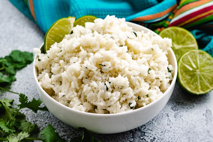 Instant pot cilantro lime rice in a bowl.