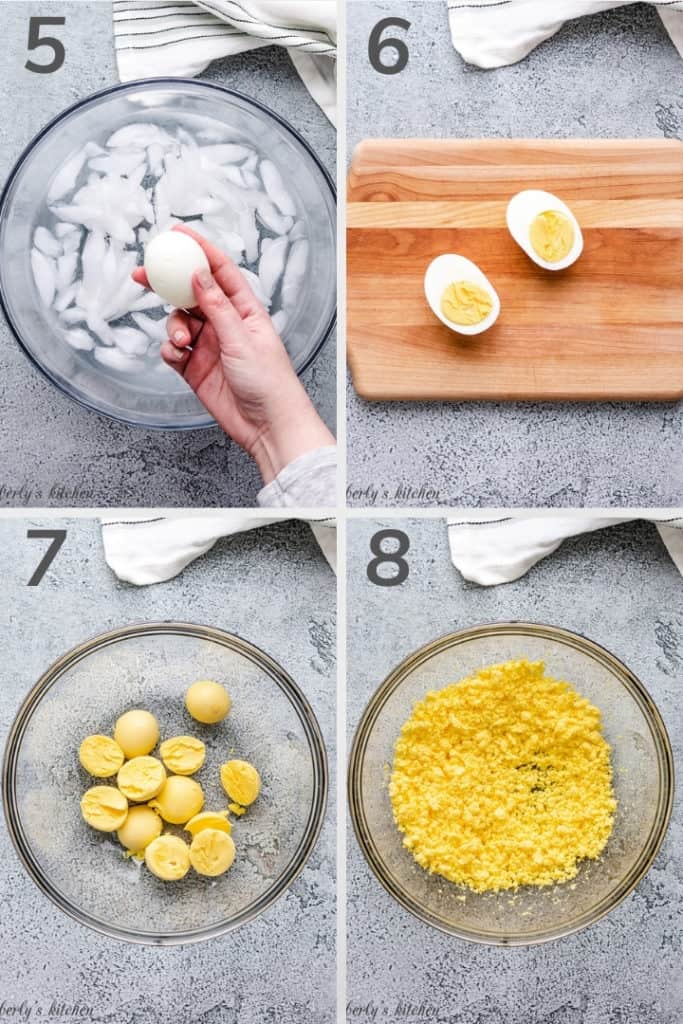 Collage style photo showing how to make boiled eggs.