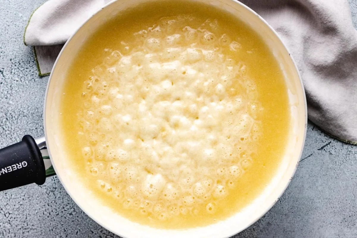 Roux cooking in a pan.