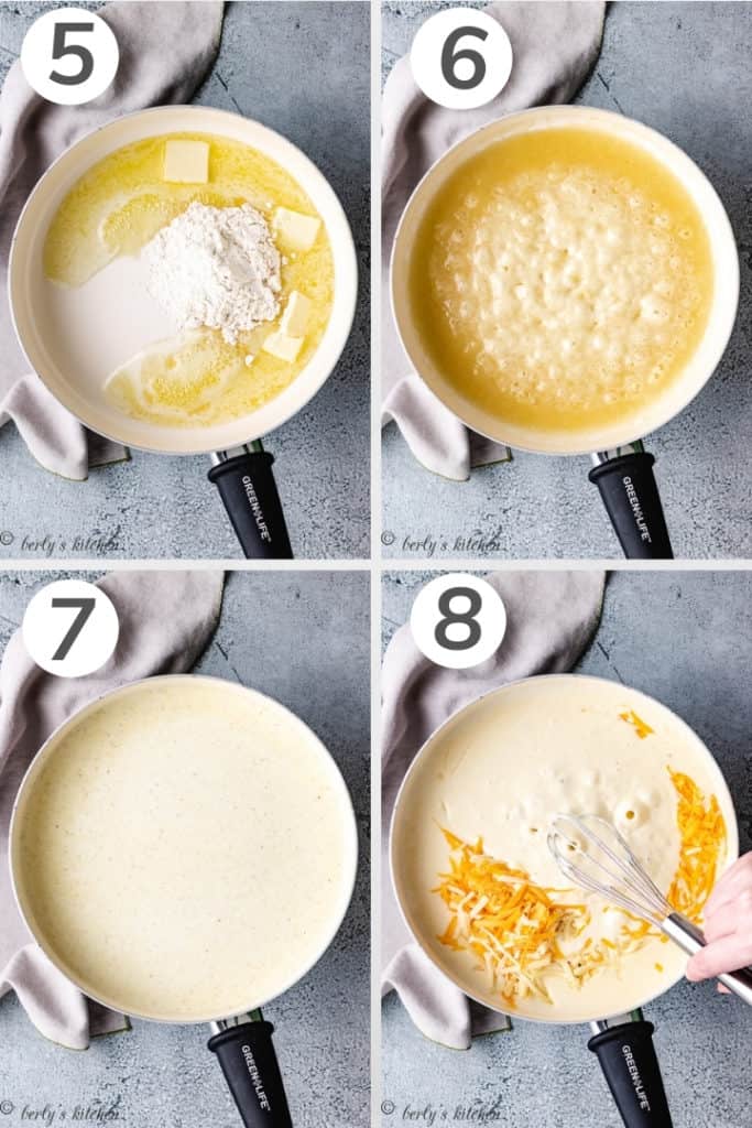 Collage style photo of how to make a roux.