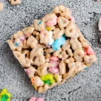 Marshmallow treats with colorful marshmallows.