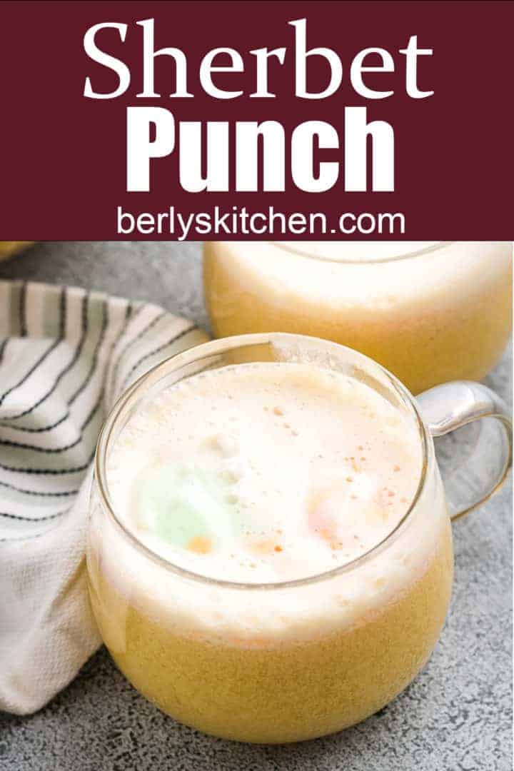 Sherbet punch in glass mugs.