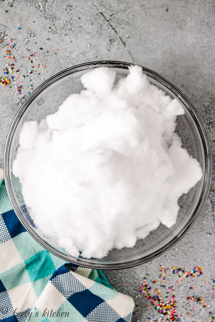 Snow in a bowl.
