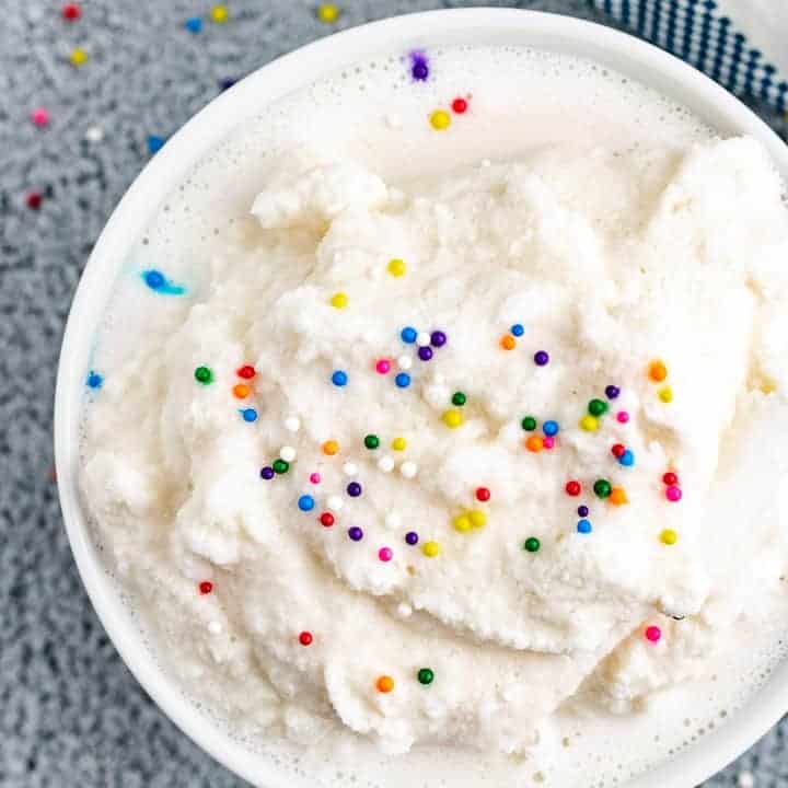 Top down view of snow ice cream.