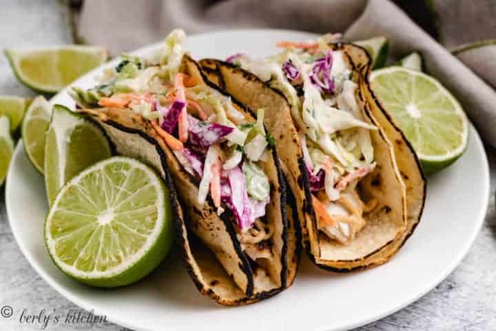 Mahi Mahi tacos with fresh limes.