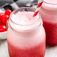 Mug of frozen cherry limeade.