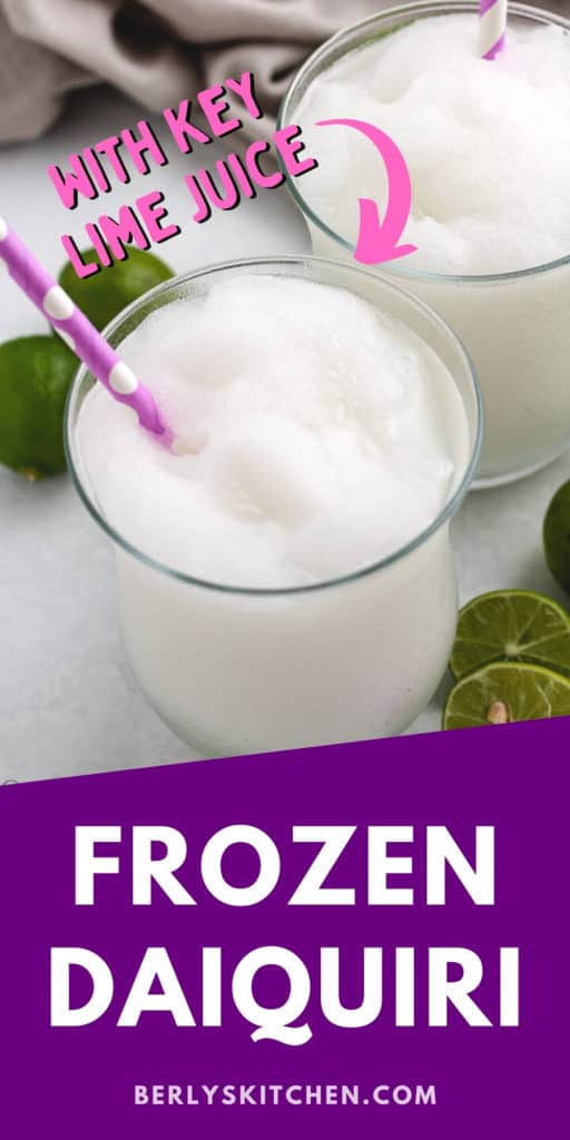 Frozen Daiquiri in glasses with pink straws.