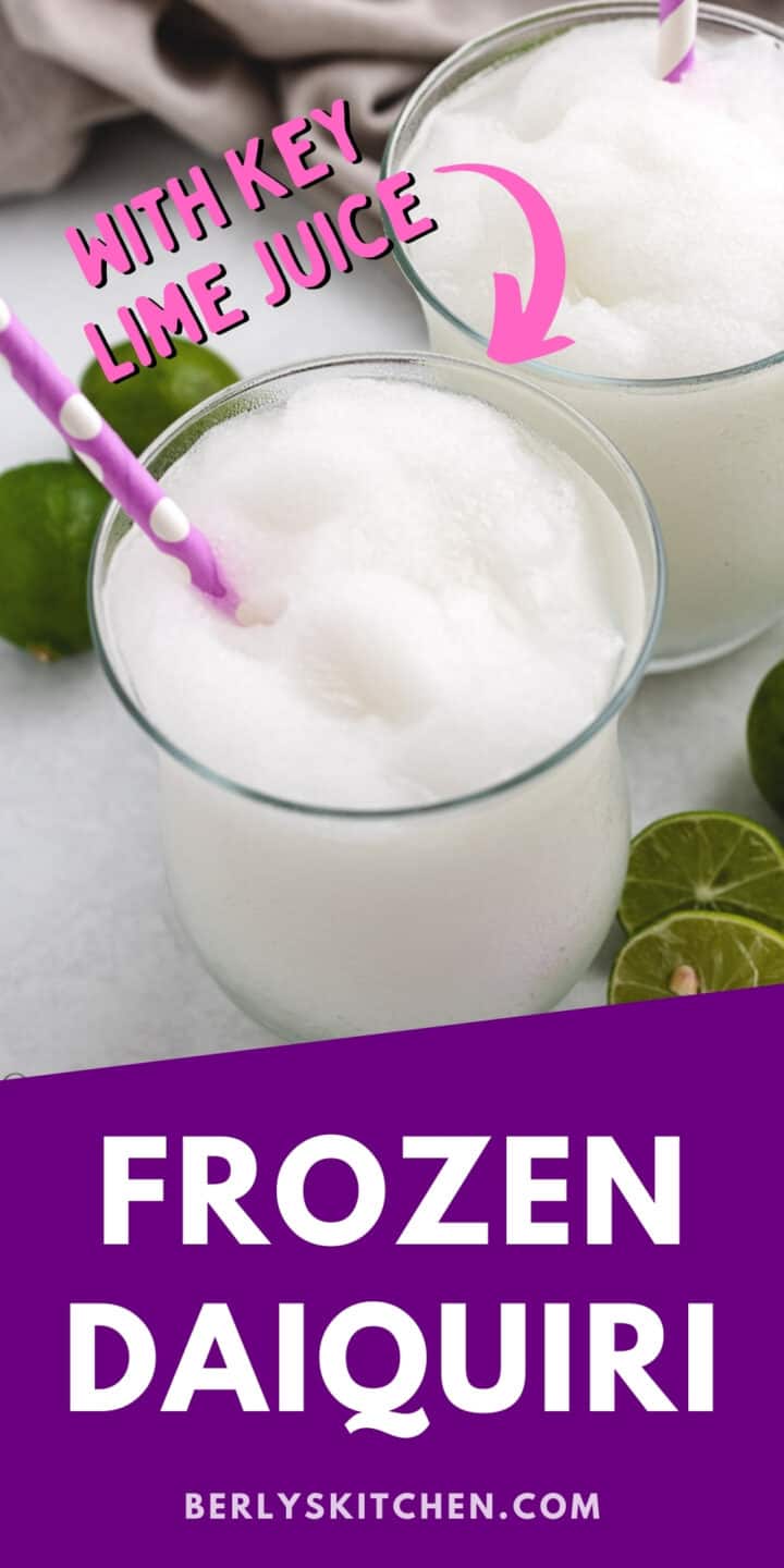 Frozen Daiquiri in glasses with pink straws.