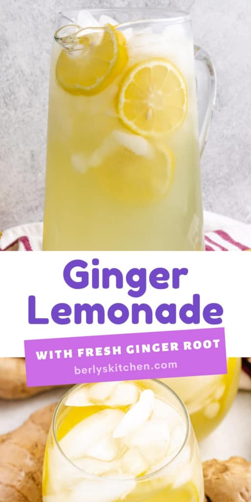 Pitcher of fresh ginger lemonade.