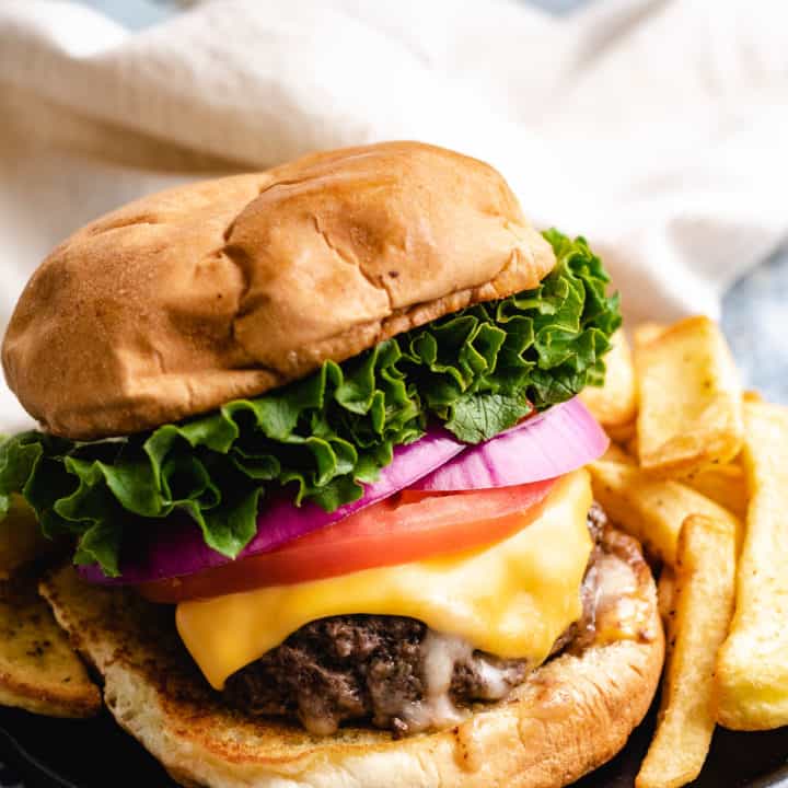 Cheese Stuffed Burgers Stuffed burger with american cheese.