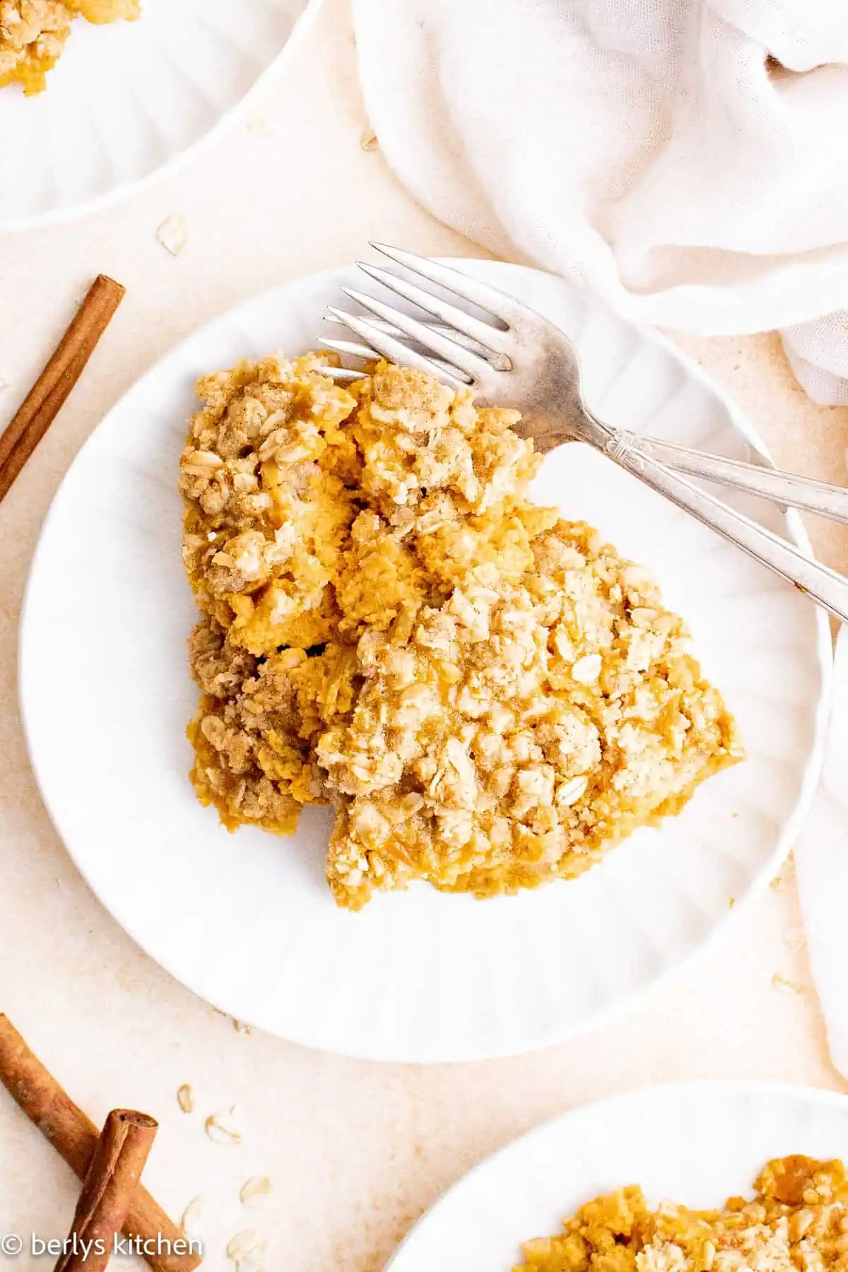 Top down view of pumpkin crisp.
