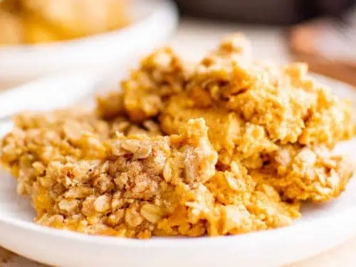Crisp on a white serving plate.