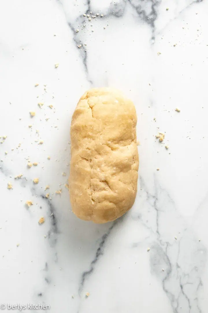 Pie crust formed into a log.
