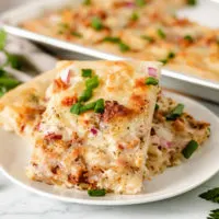 Chicken bacon ranch pizza on a plate.