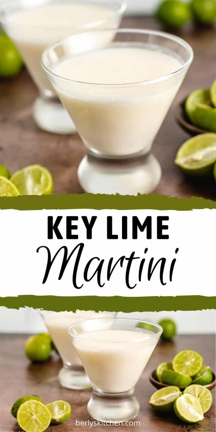 Collage showing 2 photos of a key lime martini.
